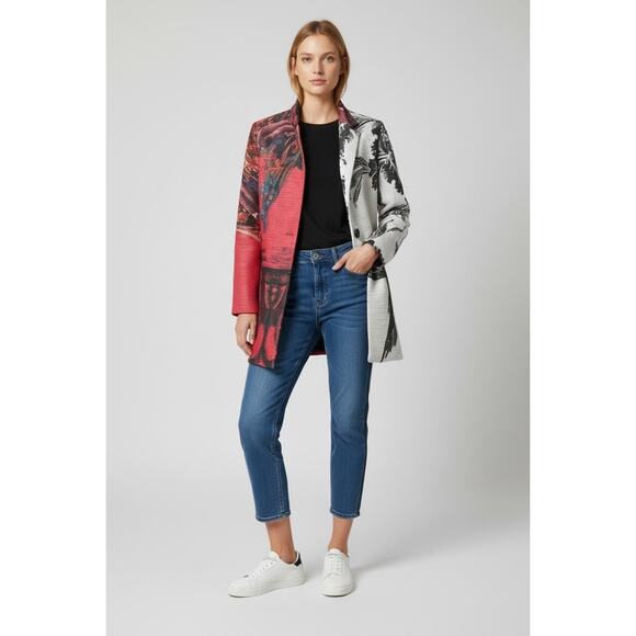 Desigual Women's One Button Blazer Jacket Multicolor Size 42 US 8 NWT